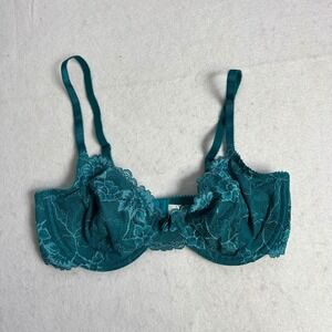 Romantic Floral Lace Apt 9 Womens 36B Teal Unlined Underwire Balconette Bra